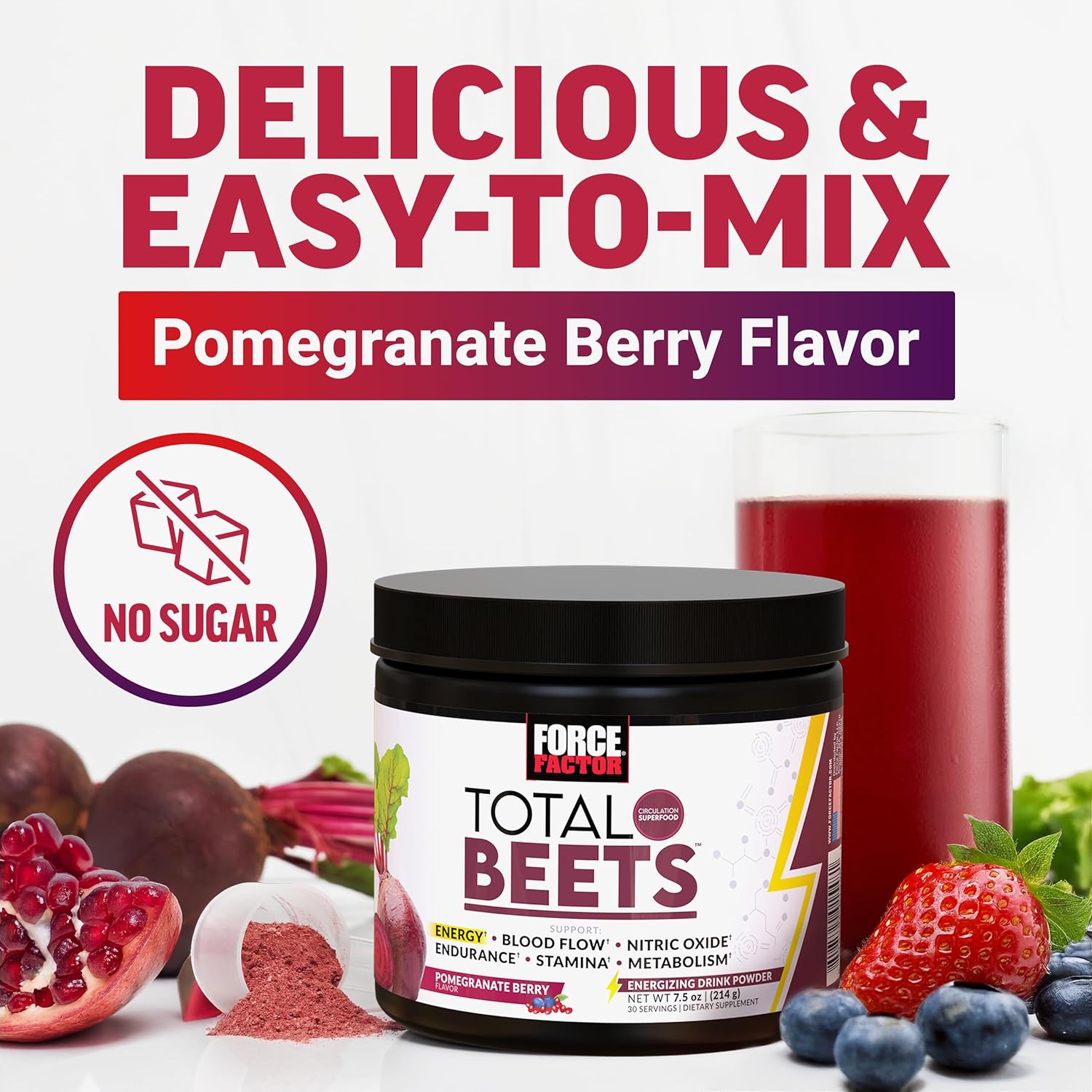 Force Factor Total Beets Energy – Pomegranate Berry (214g / 30 Servings)