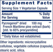 Life Extension Pine Bark Extract supplement facts and ingredients list.