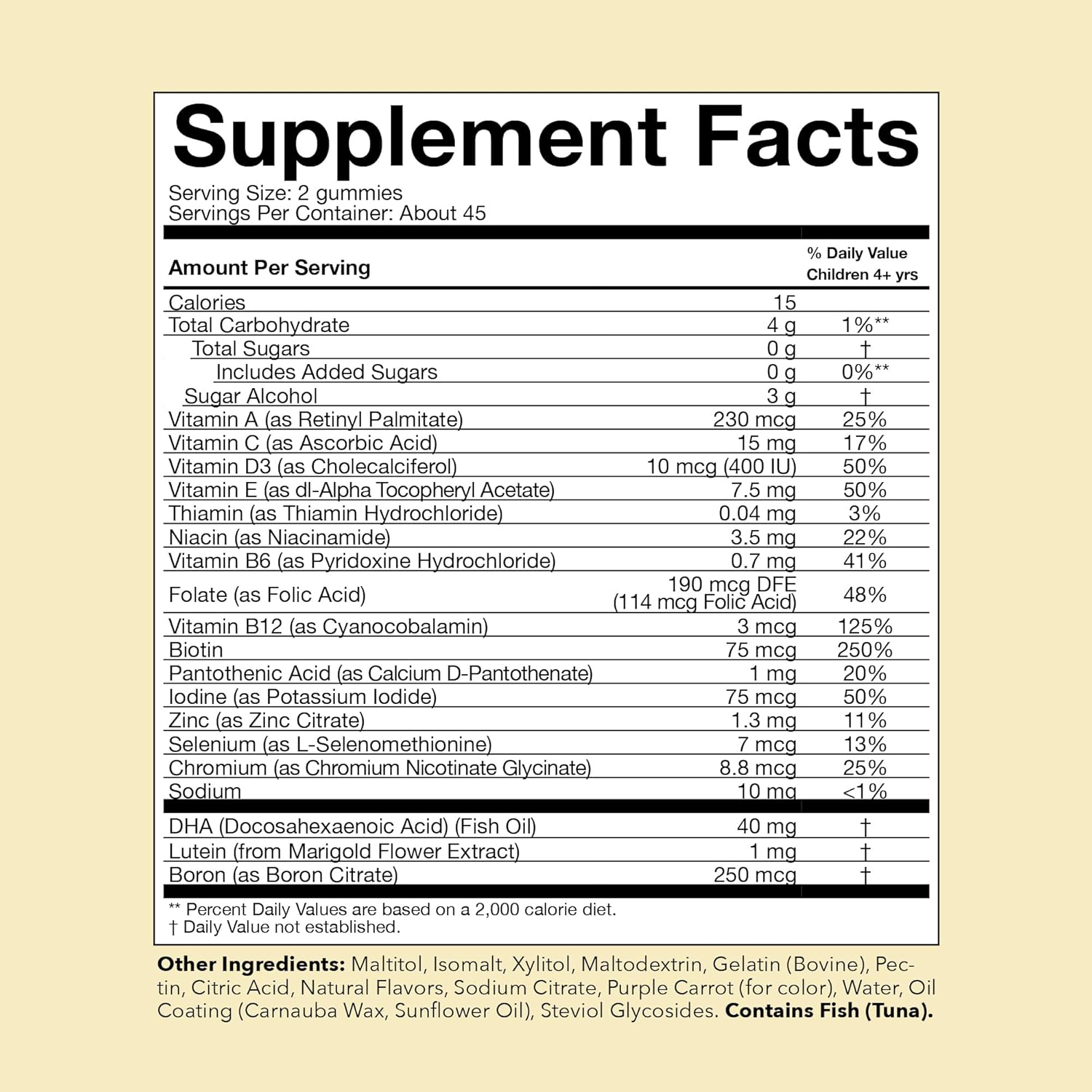 ChildLife Essentials Multivitamin Gummies supplement facts vitamins DHA lutein strawberry lemon 90 gummies