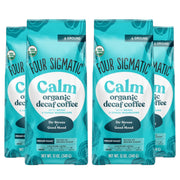 Four Sigmatic Organic Decaf Ground Coffee 340g, 4 pouches front packaging on white background