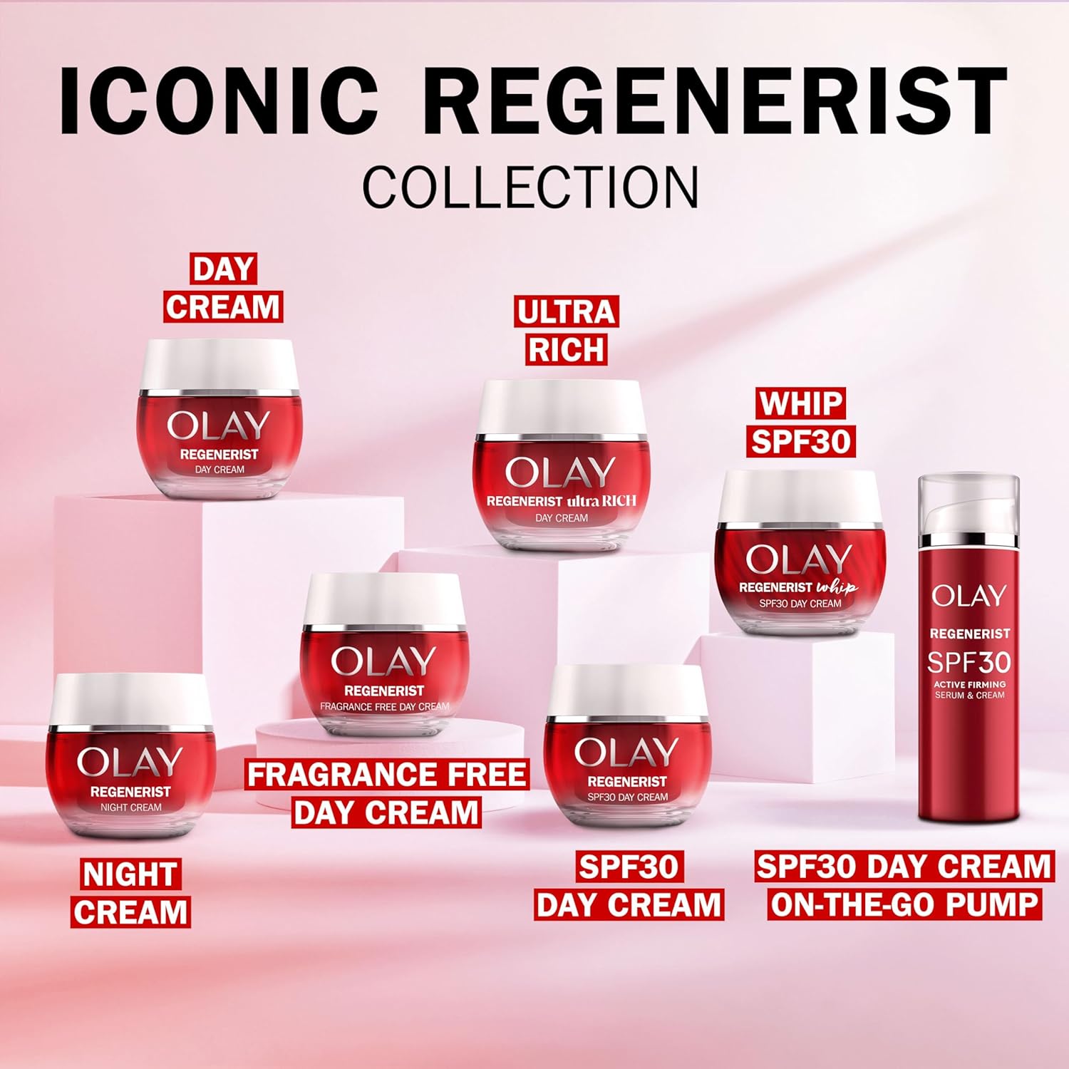 Olay Regenerist Moisturising Night Cream variants.