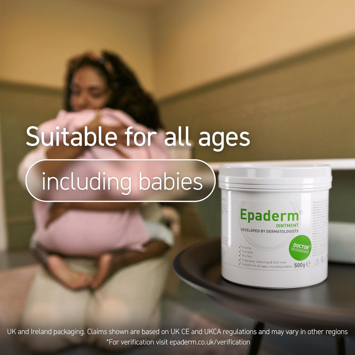 Epaderm Emollient Ointment fragrance-free 500g tub lifestyle use image