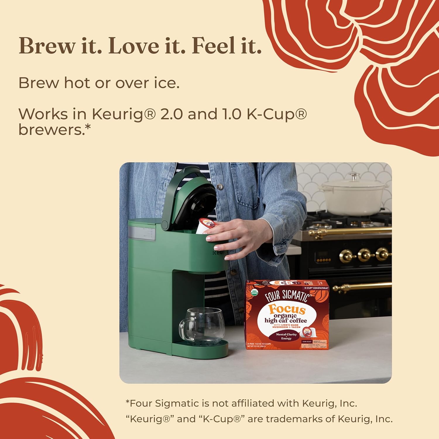 Four Sigmatic dark roast organic coffee pods with lion's mane 24 count how to prepare