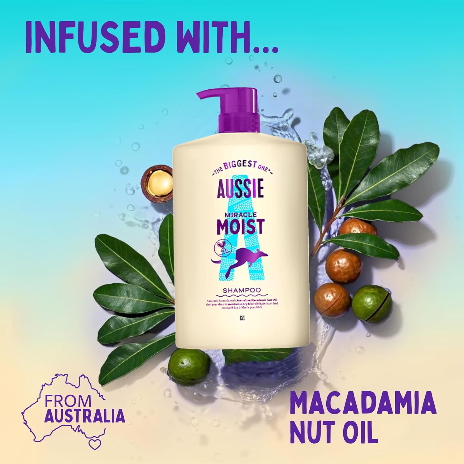 Aussie Miracle Moist Shampoo with Macadamia Nut Oil 1L ingredients and product information