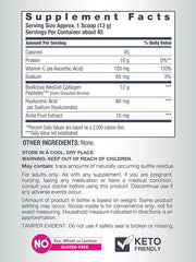Nutritional label and ingredients for NeoCell 585g Collagen powder.