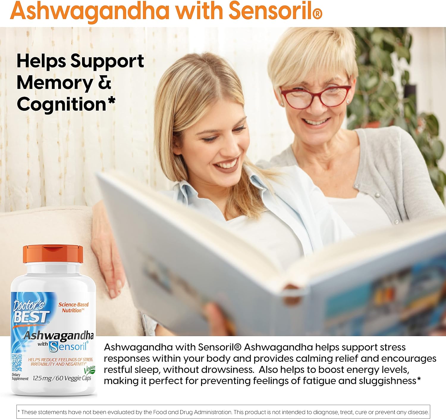 Doctor's Best Ashwagandha with Sensoril, 125 mg, 60 Veggie Caps