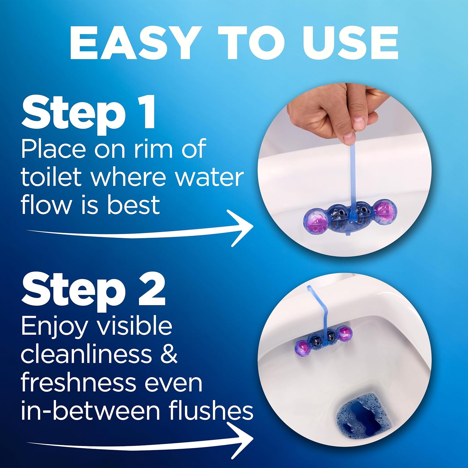 Bloo Self Active Blue Water Flower Toilet Rim Block 3 x 50g hanging toilet rim application