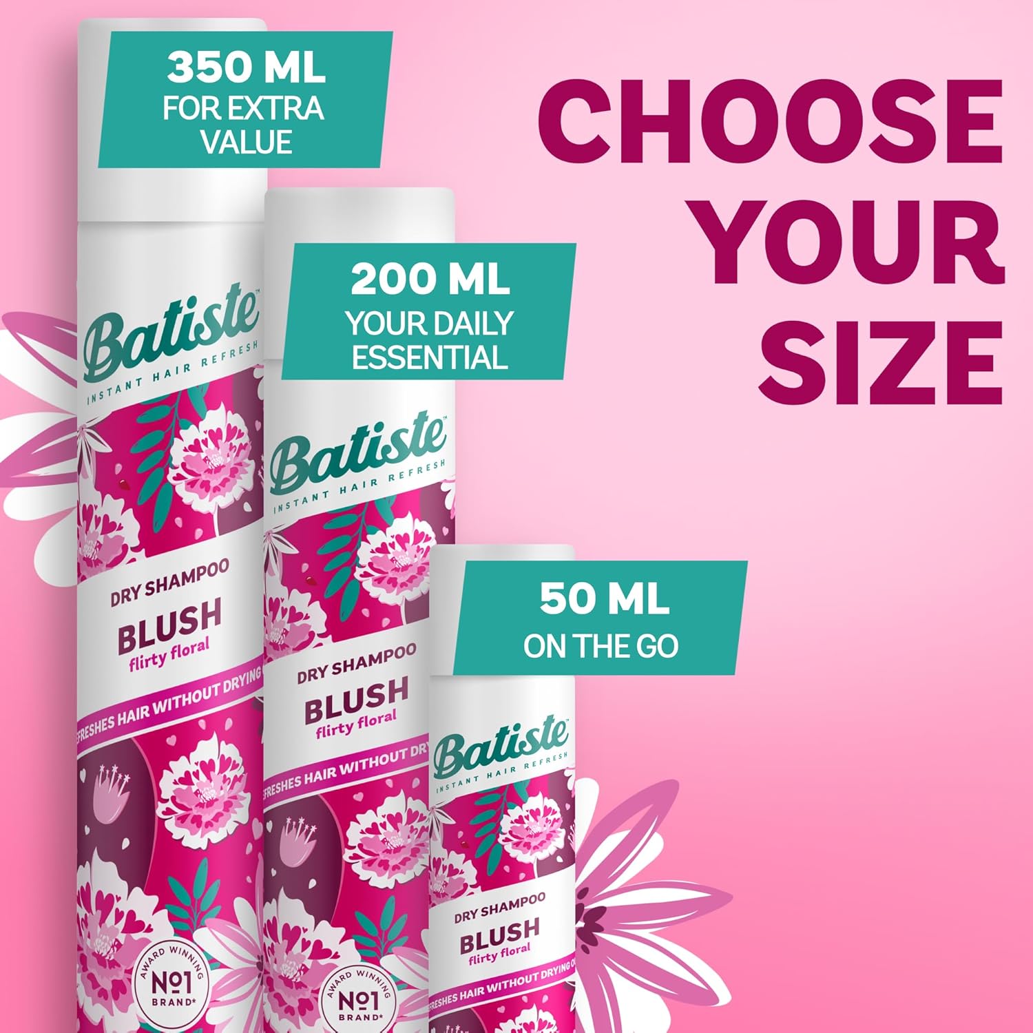 Batiste Dry Shampoo Blush Flirty Floral Spray - 350ml & other sizes