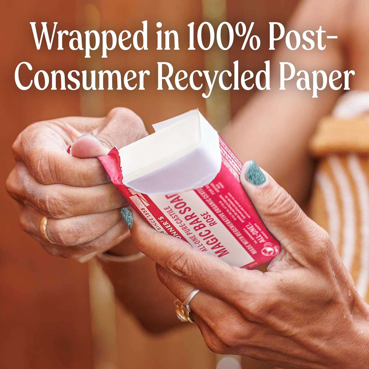 Dr. Bronner's Rose Pure-Castile Soap Bar 140g for face, body, and hands