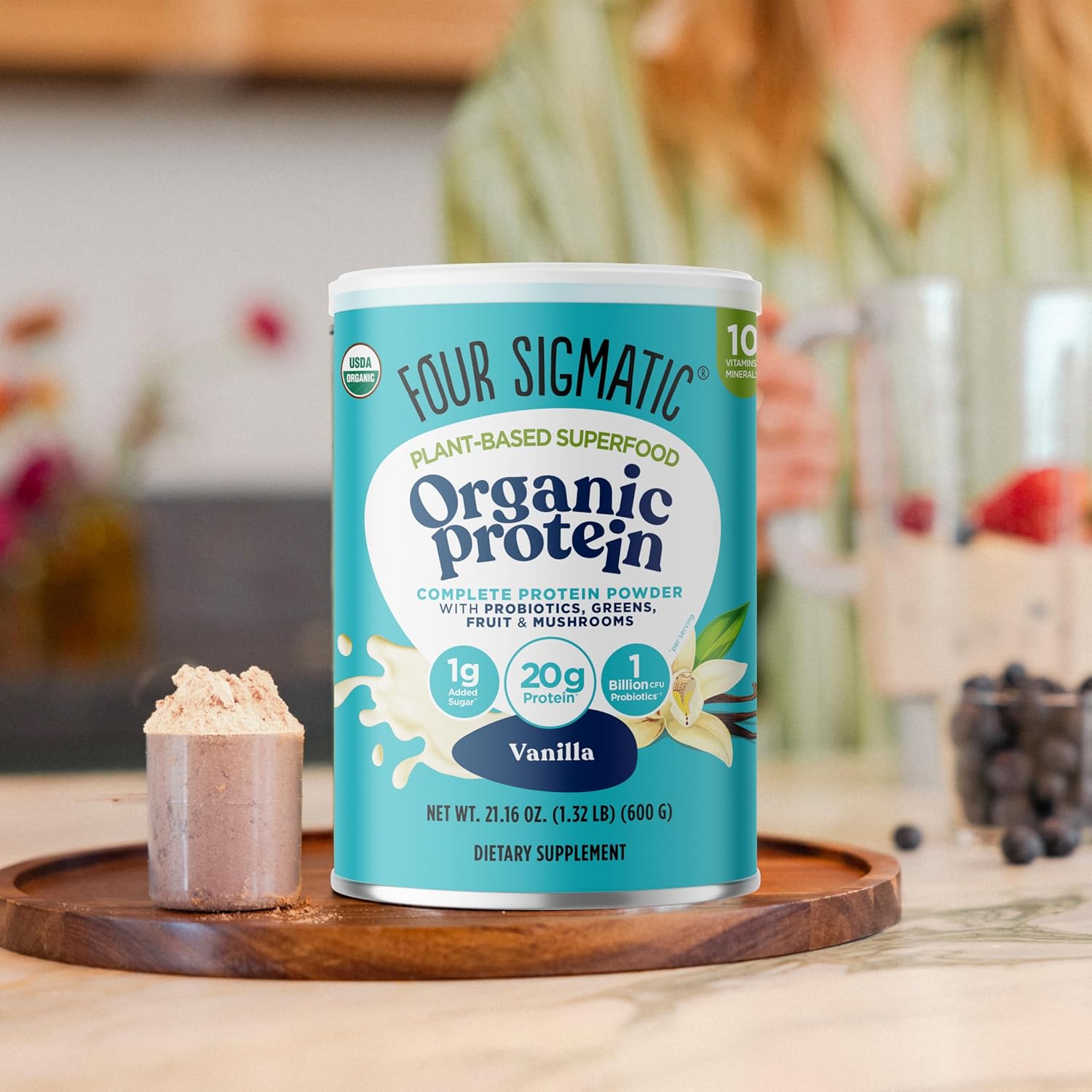 Four Sigmatic Organic Plant-Based Protein Powder, Vanilla 