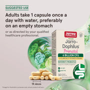 How to Use Image: Jarrow Formulas Jarro-Dophilus Prenatal 6 billion CFU veggie capsules 30 count usage instructions