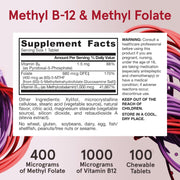 Supplement Facts Image: Jarrow Formulas Methyl B-12 1000mcg and folate 400mcg supplement facts ingredients chewable tablets 100 count