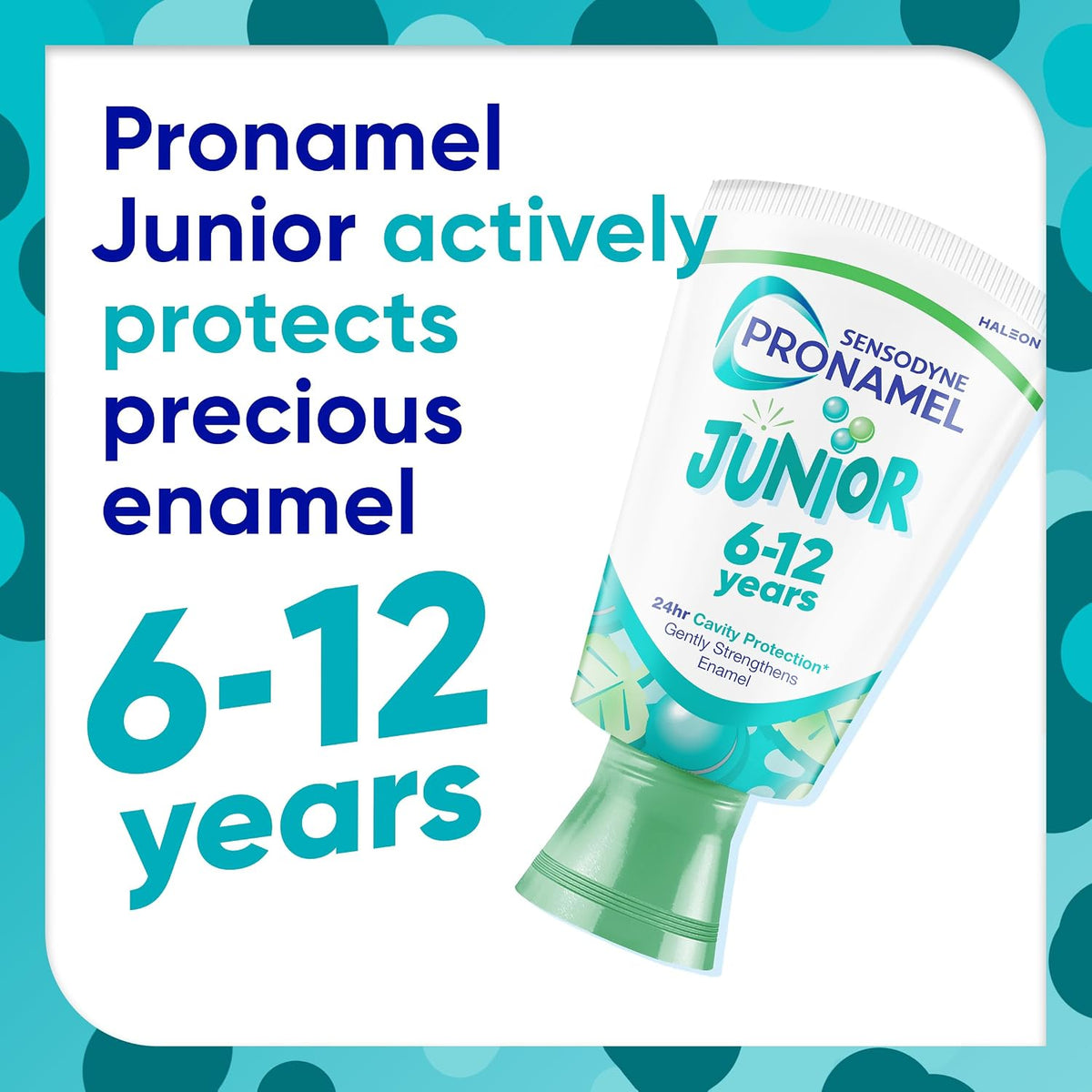 Sensodyne Pronamel Junior Bubble Mint Toothpaste 6–12 Years 50ml packaging showing product directions