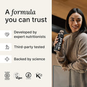 Huel Black Edition Ready-to-Drink Chocolate plant based meal drink bottle lifestyle use image 500ml 8 pack