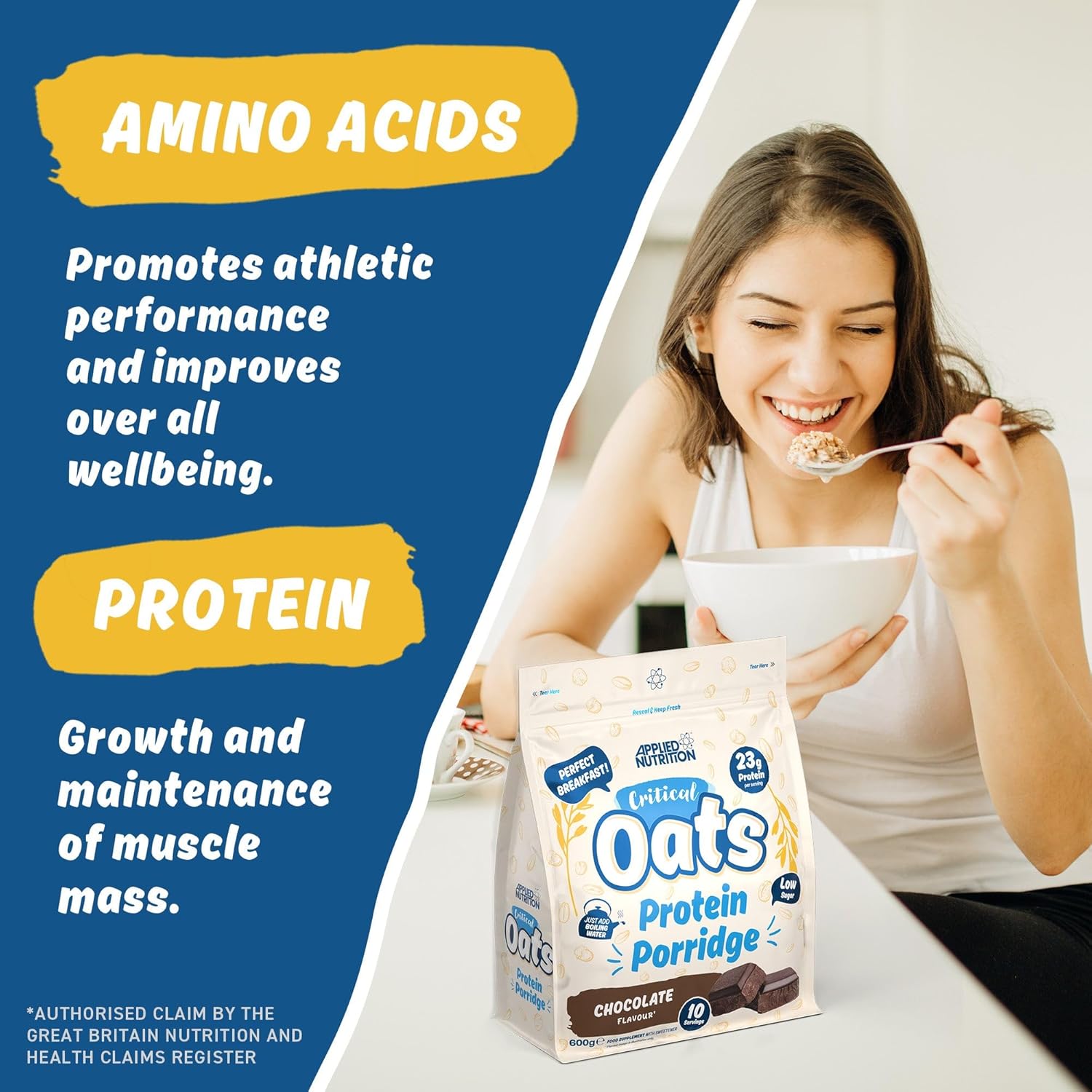 Applied Nutrition Critical Oats Protein Porridge preparation instructions 600g