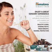 Himalaya Ayurvedic Dental Cream with Clove Oil, toothpaste tube packaging, clove flavour, 100g, tooth brushing directions