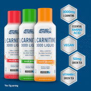 Applied Nutrition L-Carnitine 3000 Sour Apple 480ml supplement facts label