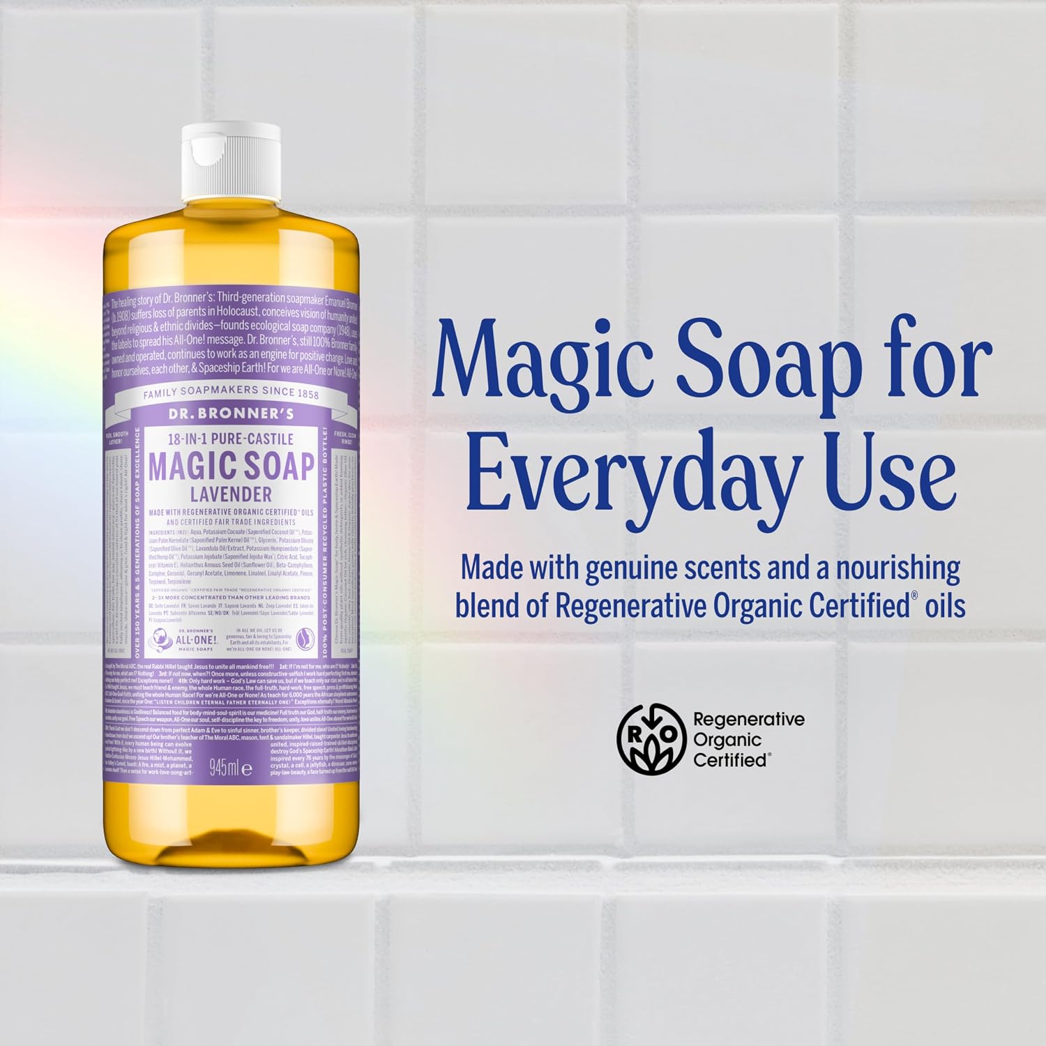 Dr. Bronner's Lavender 18-in-1 Pure-Castile Liquid Soap 945ml