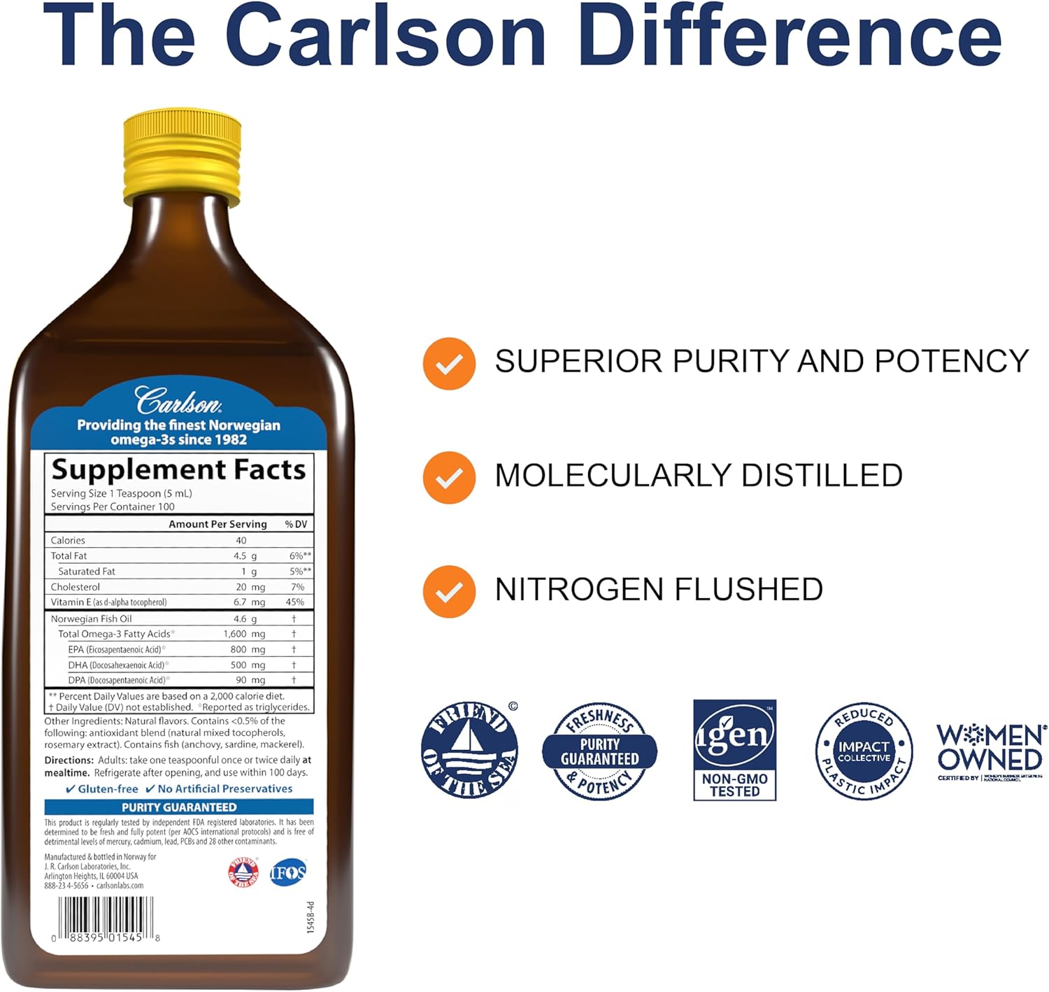 Carlson The Very Finest Fish Oil Liquid 1600 mg Omega-3