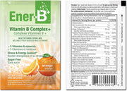 Ener-B+ Sugar Free Orange vitamin B powder mix front label 5.42g sachets with barcode