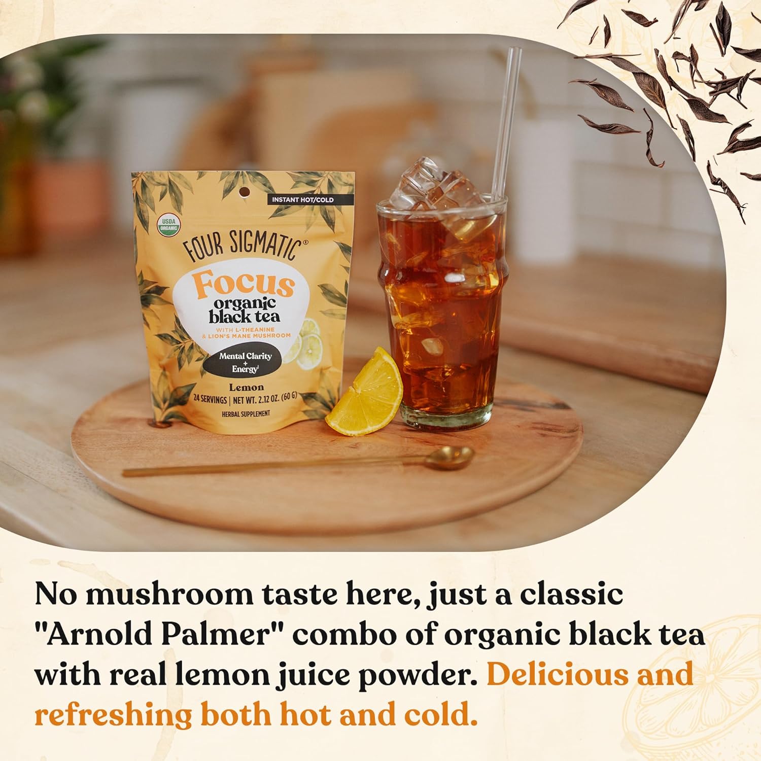Four Sigmatic Organic Black Tea, L-Theanine & Lion's Mane, Lemon - 60g