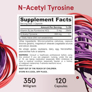 Jarrow Formulas N-Acetyl Tyrosine 350 mg Amino Acid Supplement – 120 Capsules Supplement Facts panel