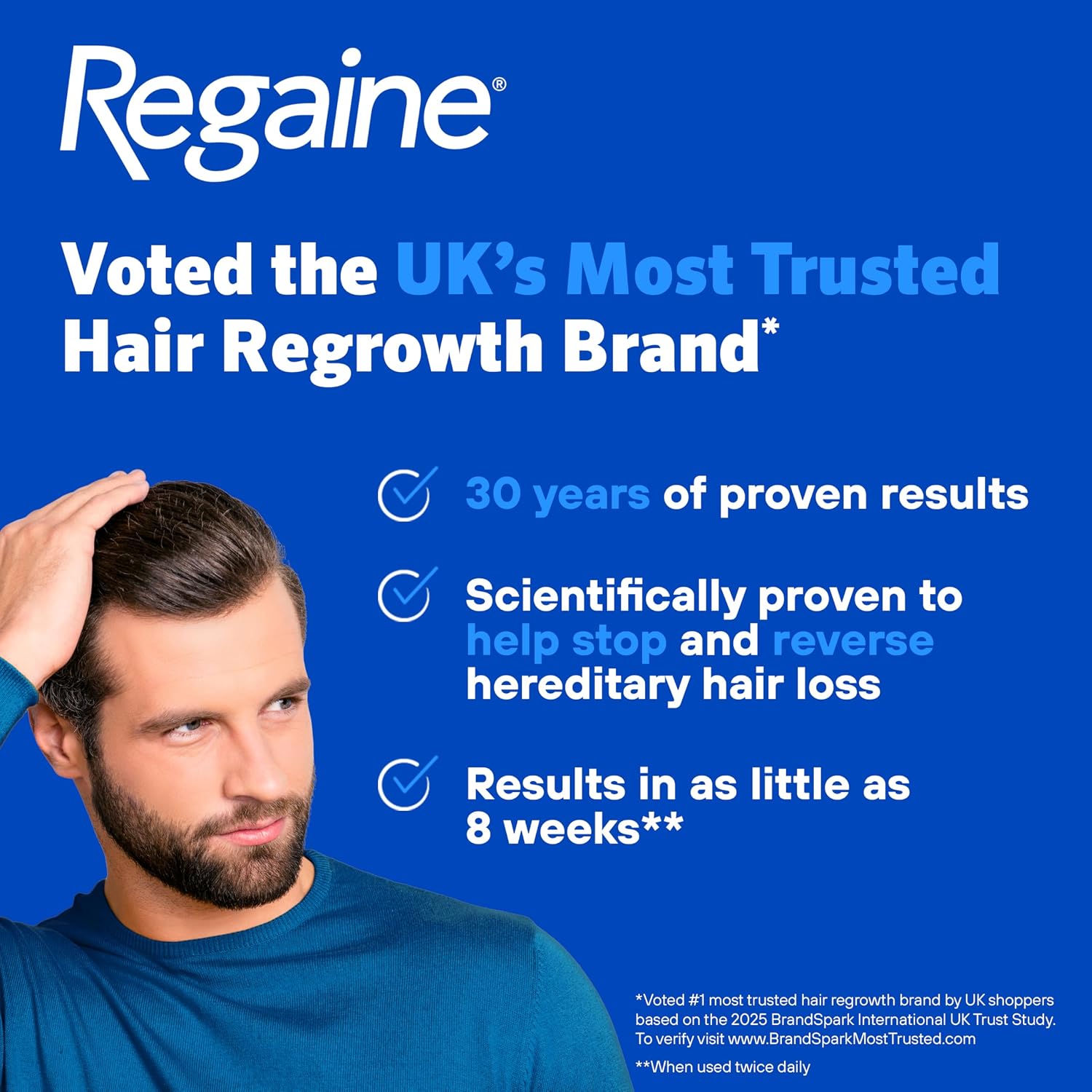 Regaine For Men Extra Strength 5% Minoxidil Scalp Foam, aerosol can packaging, no flavour, 73ml, topical scalp application