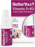 Spray orale Vitamina D + K2 per bambini BetterYou, Gomma da masticare e mirtillo - 15ml