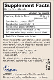 Supplement Facts Image: Jarrow Formulas Jarro-Dophilus Prenatal 6 billion CFU probiotic supplement facts and ingredients 30 count