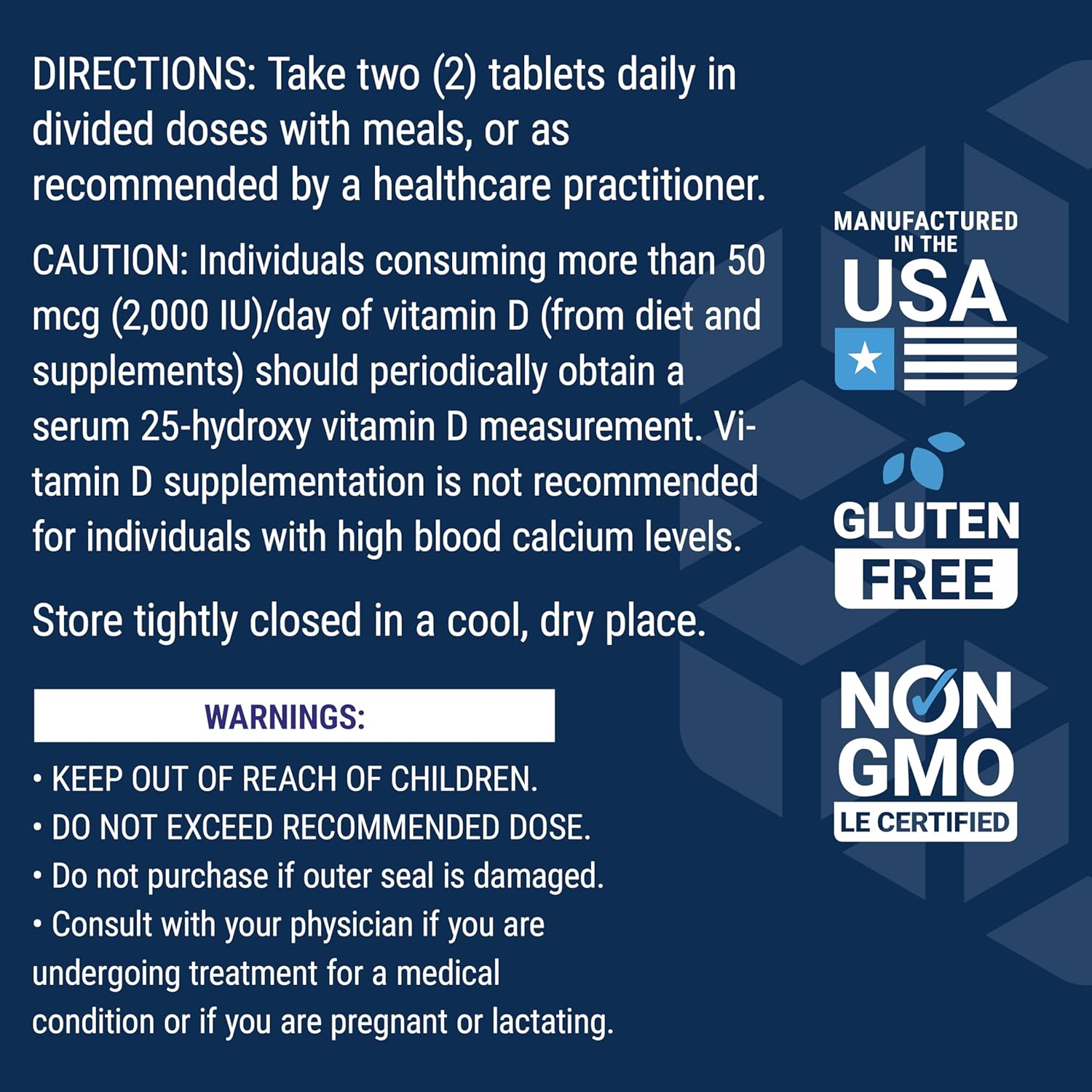 Supplement dosage panel for Life Extension Two-Per-Day Multivitamin showing full ingredient list.