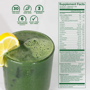 Laird Superfood prebiotic daily greens powder supplement facts label 420g on white background