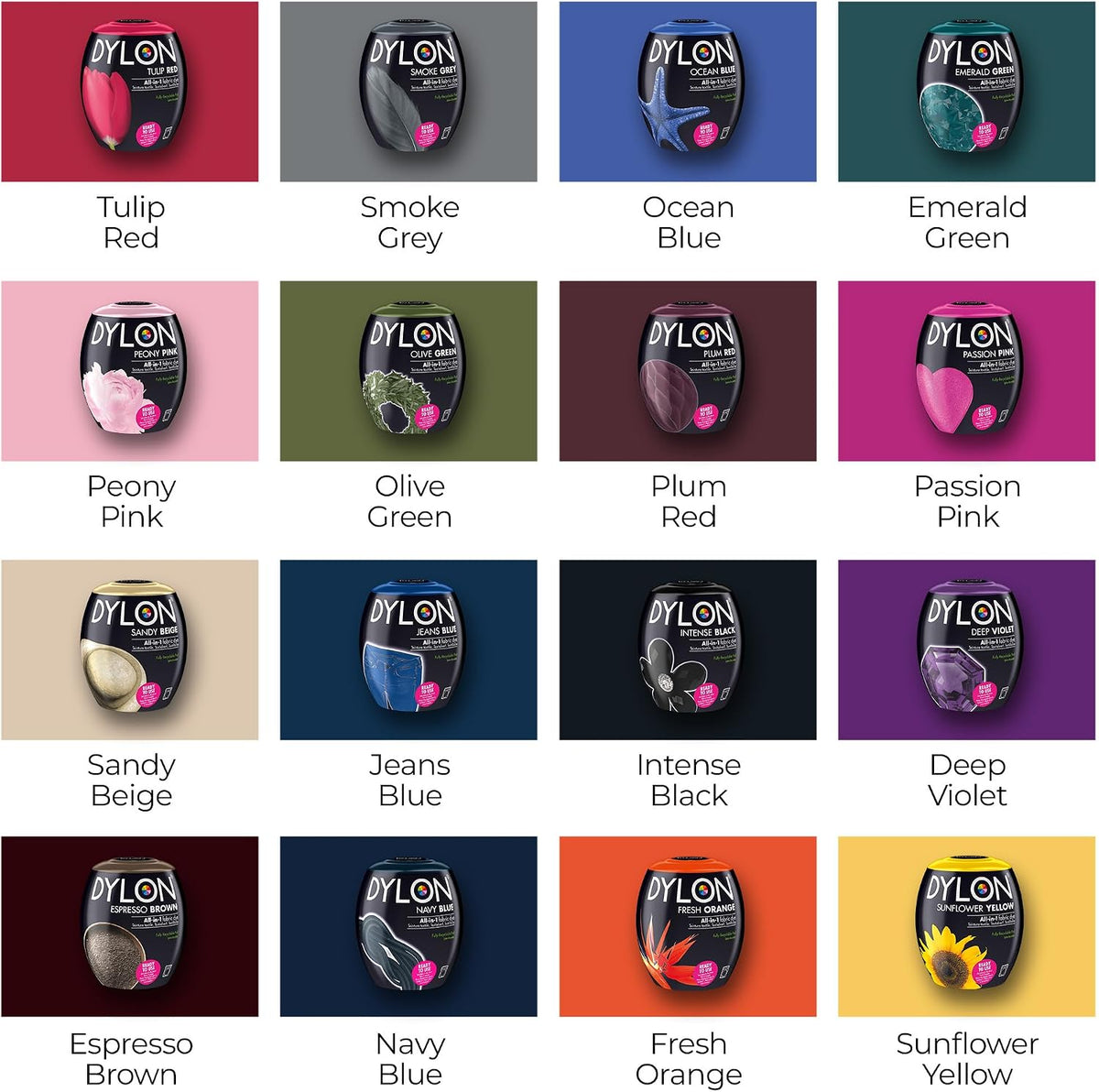 Dylon Washing Machine All-in-1 Fabric Dye Pod Passion Pink 350g & other variants