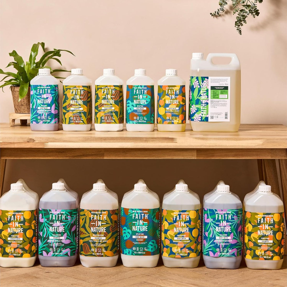 Faith In Nature Coconut Hydrating Shampoo Refill, 5 litre refill bottle packaging, coconut, 5L, hair care