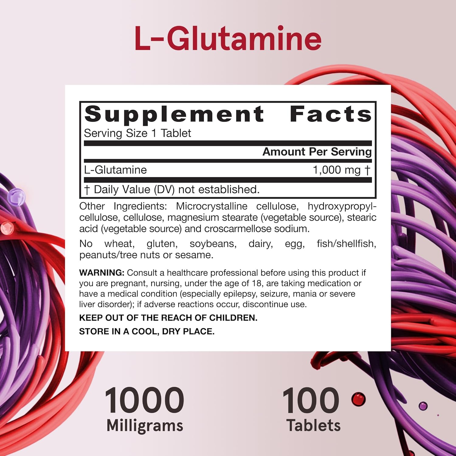 Supplement Facts Image: Jarrow Formulas l glutamine 1000mg supplement facts and ingredients 100 count