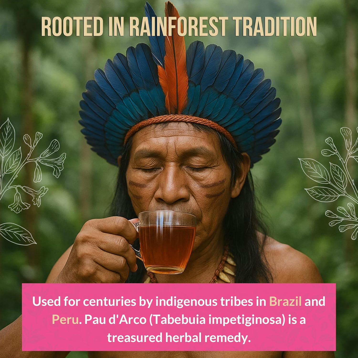 Rio Amazon Pau D'Arco Tea Infusion prepared herbal beverage 90 teabags