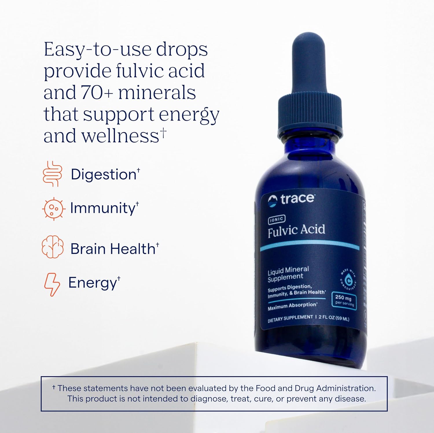 Trace Minerals Ionic Fulvic Acid Liquid 250mg Drops - 59ml