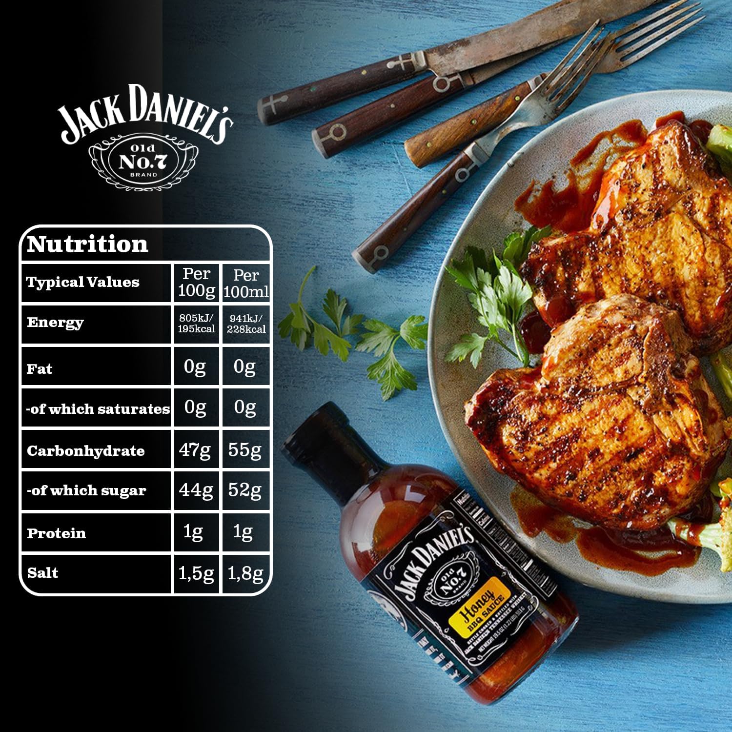 Jack Daniel's Honey BBQ Sauce Variety Pack ingredients label 3 x 553g