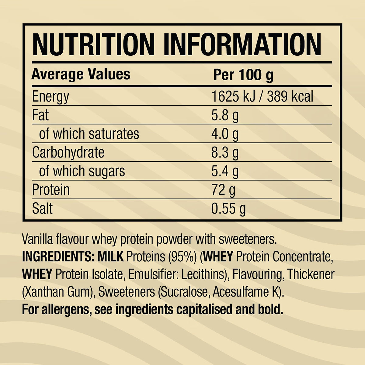 Cellucor C4 Whey Protein Vanilla Bean Flavour protein powder tub 1.57kg supplement facts and ingredients