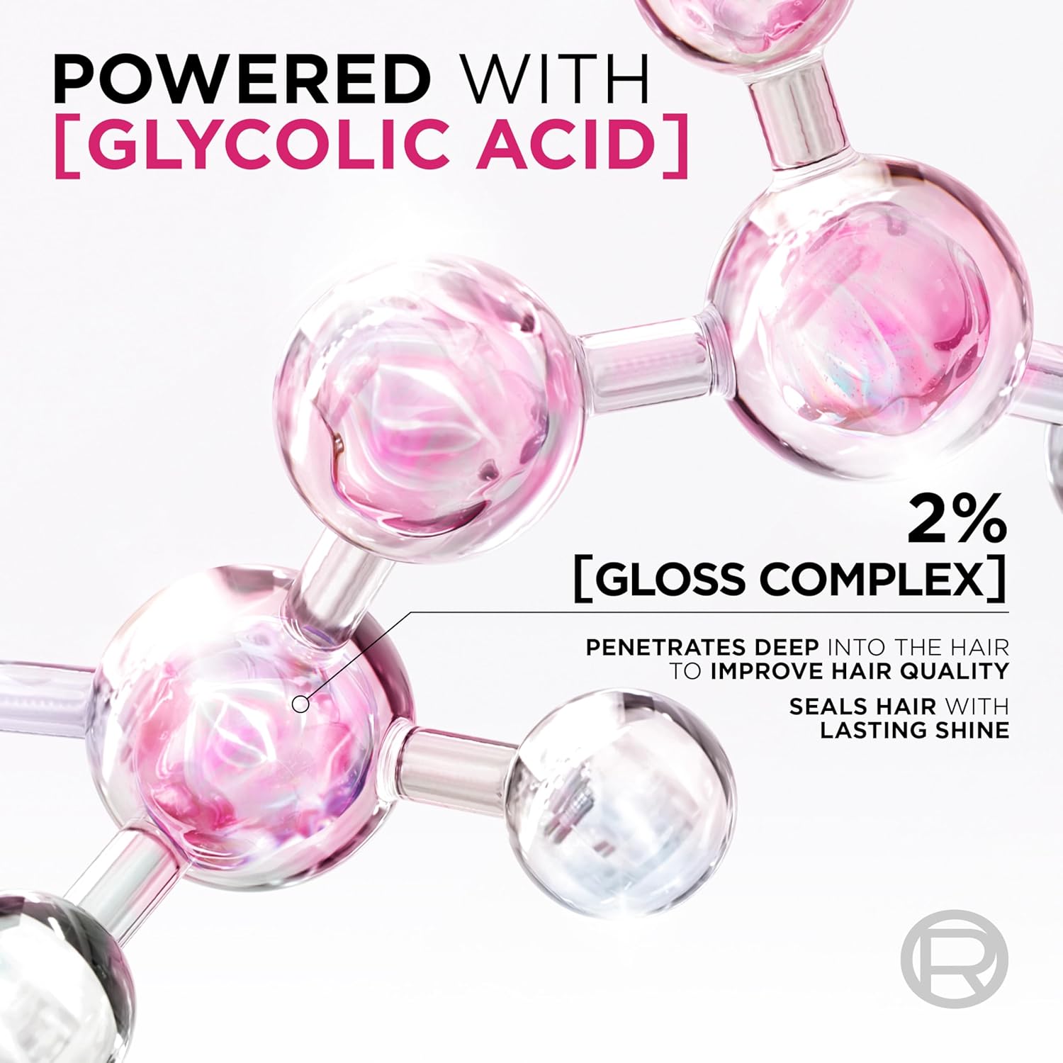 L'Oréal Paris Elvive Glycolic Gloss Shampoo 200ml ingredient panel with Glycolic Acid and 2 percent Gloss Complex