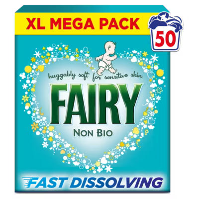 Fairy Non Bio Fast Dissolving Laundry Powder 50 Washes 3kg detergent pack