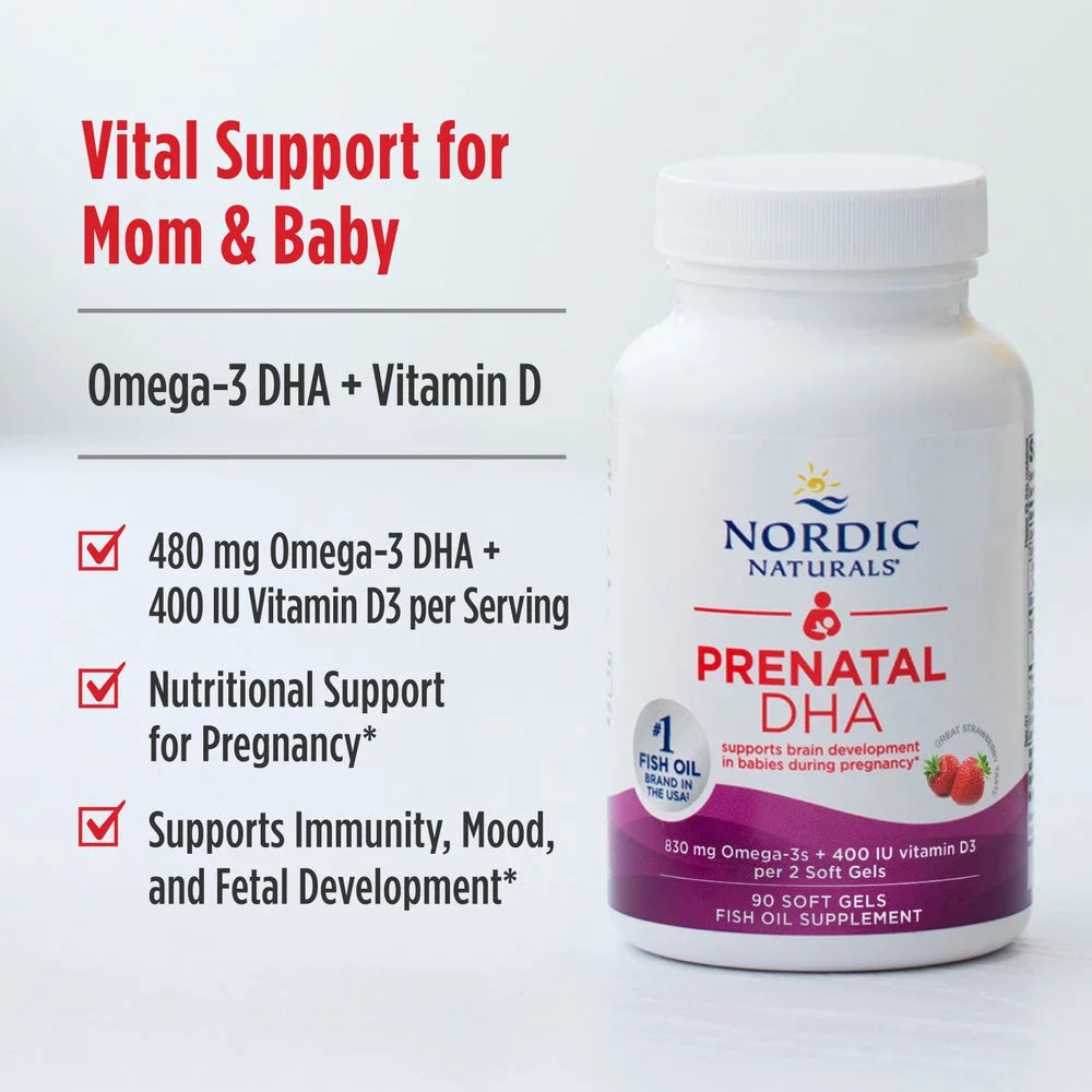 Nordic Naturals Prénatal DHA - Capsules molles Omega-3 830 mg & vitamine D3