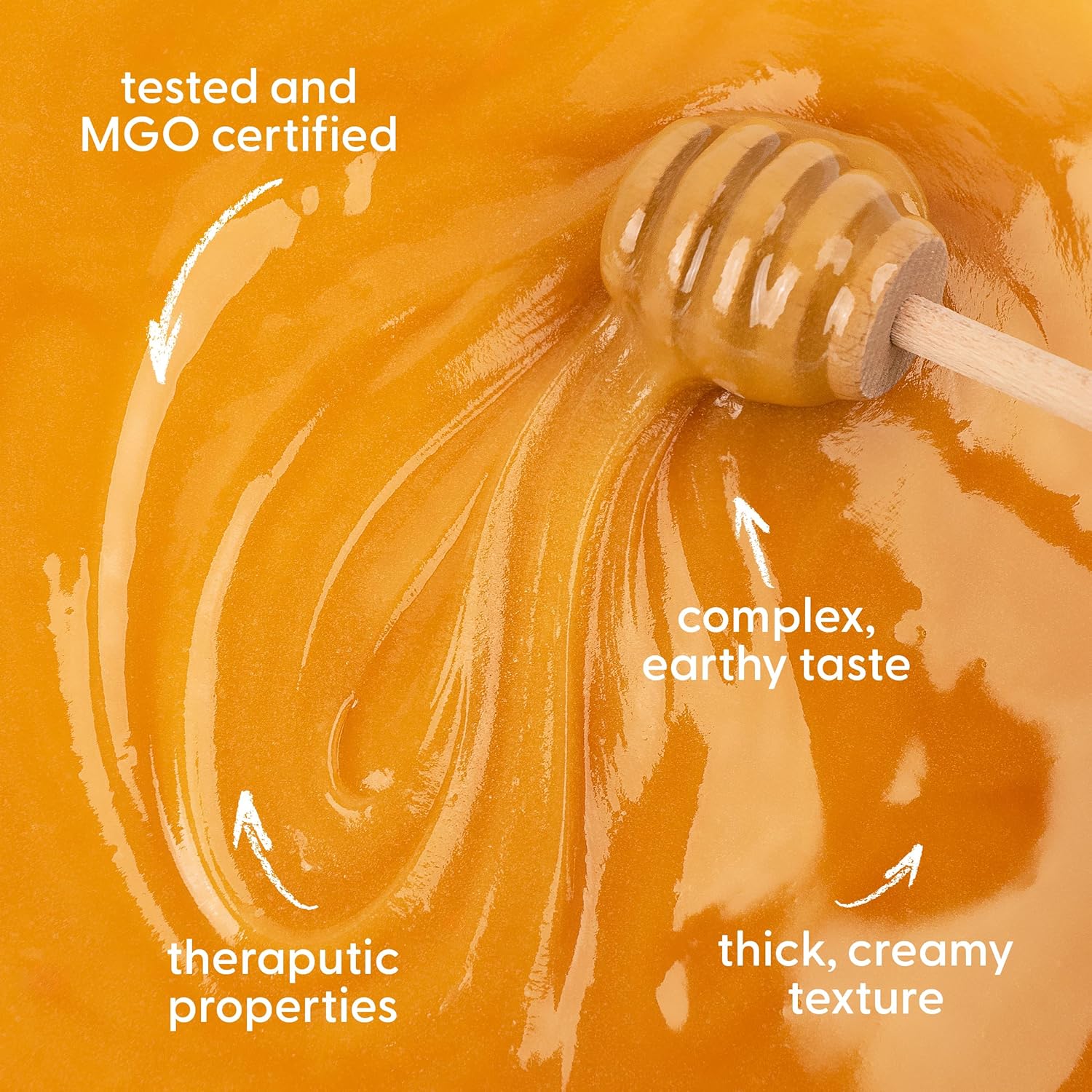 Supplement facts & ingredients image: Pure Gold Manuka honey ingredients label jar 500g