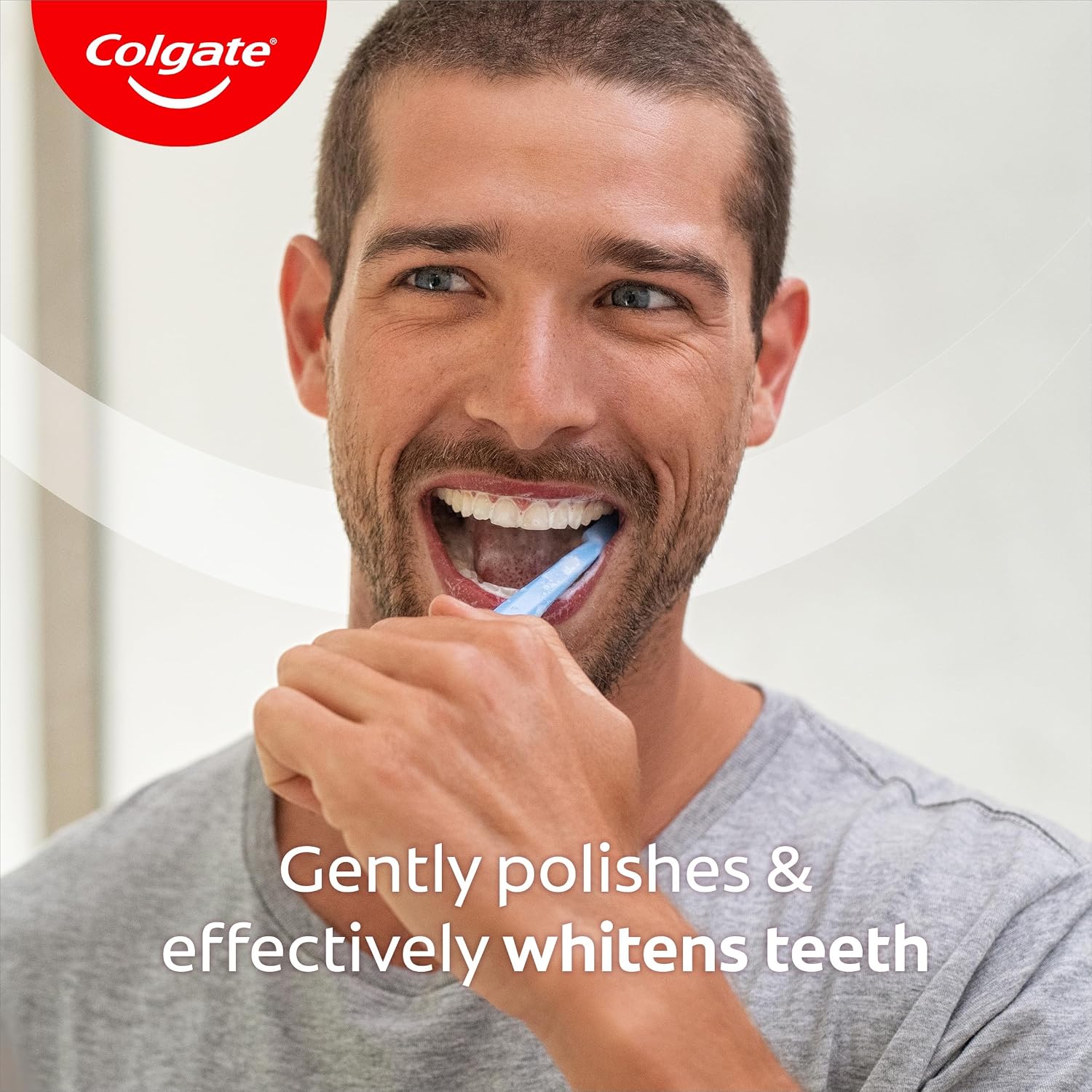 Colgate Advanced White XL Toothpaste 125ml tube application with toothbrush