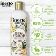 Inecto Naturals Intense Hydration Coconut Conditioner bottle coconut fragrance 500ml ingredients and product information panel