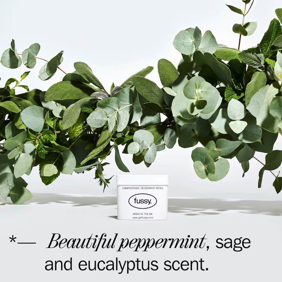 Fussy Refillable Natural Deodorant Wavy Days ingredient information 40g