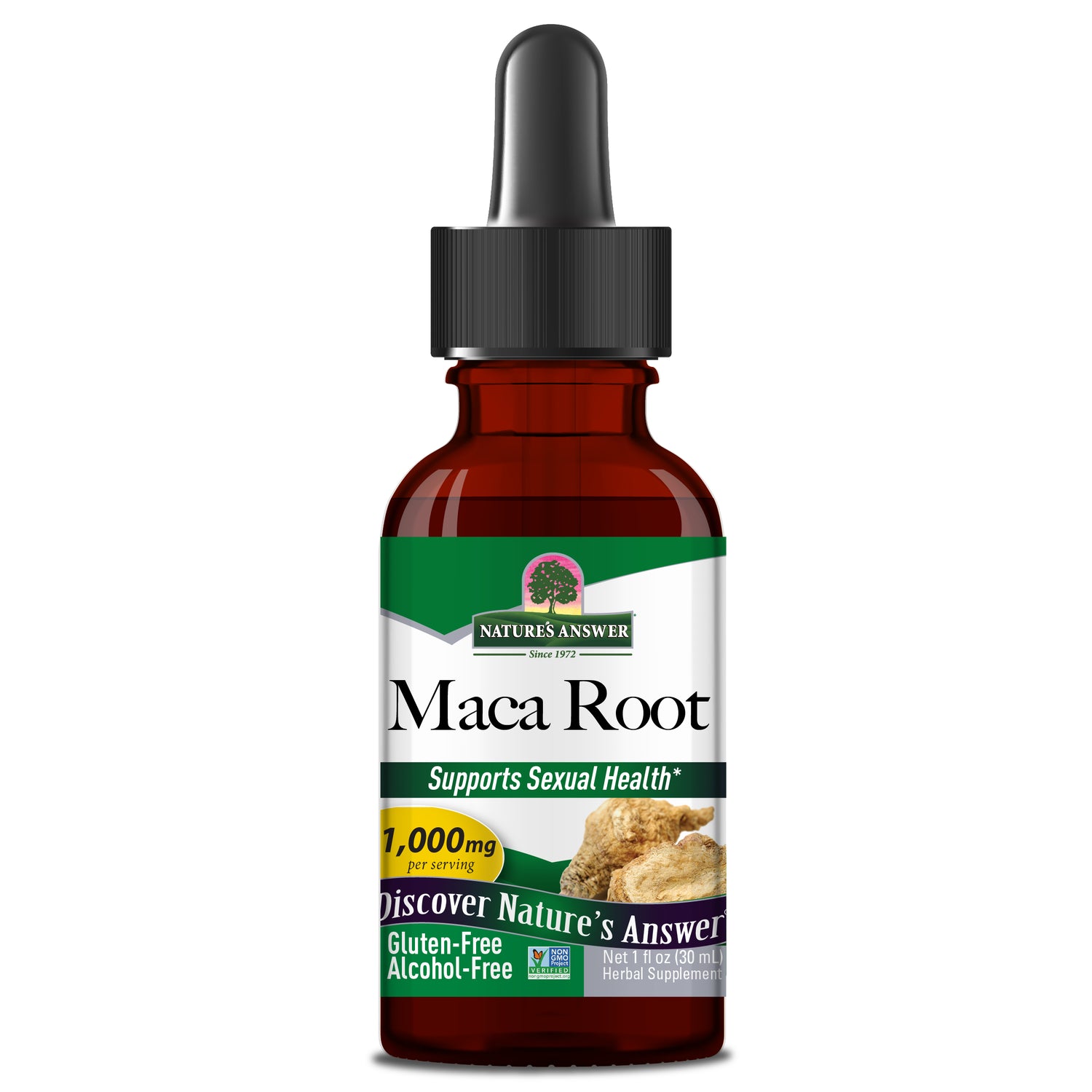 Nature’s Answer Maca Root Liquid Extract Alcohol-Free 30ml bottle front view on a white background