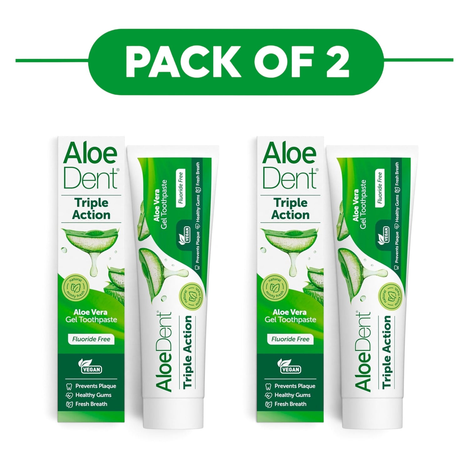 Aloe Dent Triple Action Aloe Vera Gel Toothpaste 100ml Pack of 2