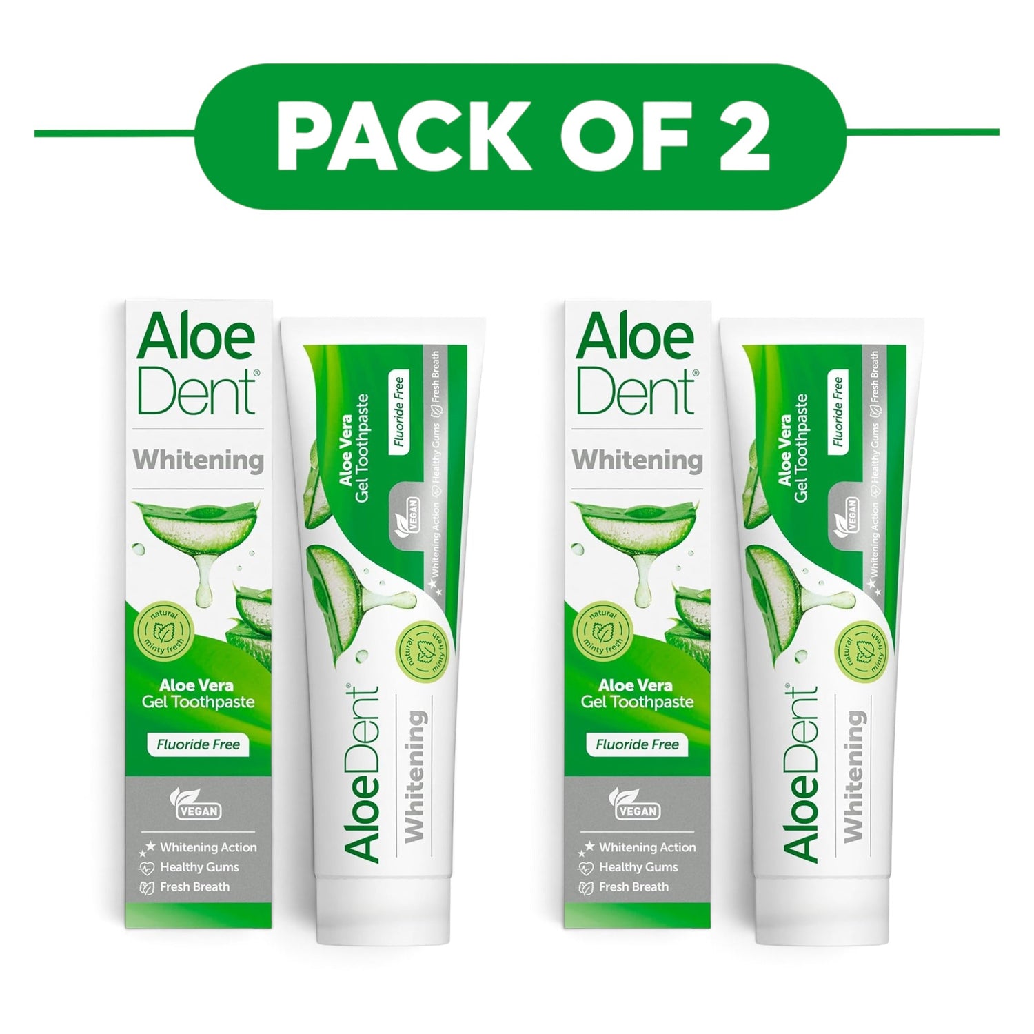 Aloe Dent Whitening Aloe Vera Gel Toothpaste 100ml Pack of 2
