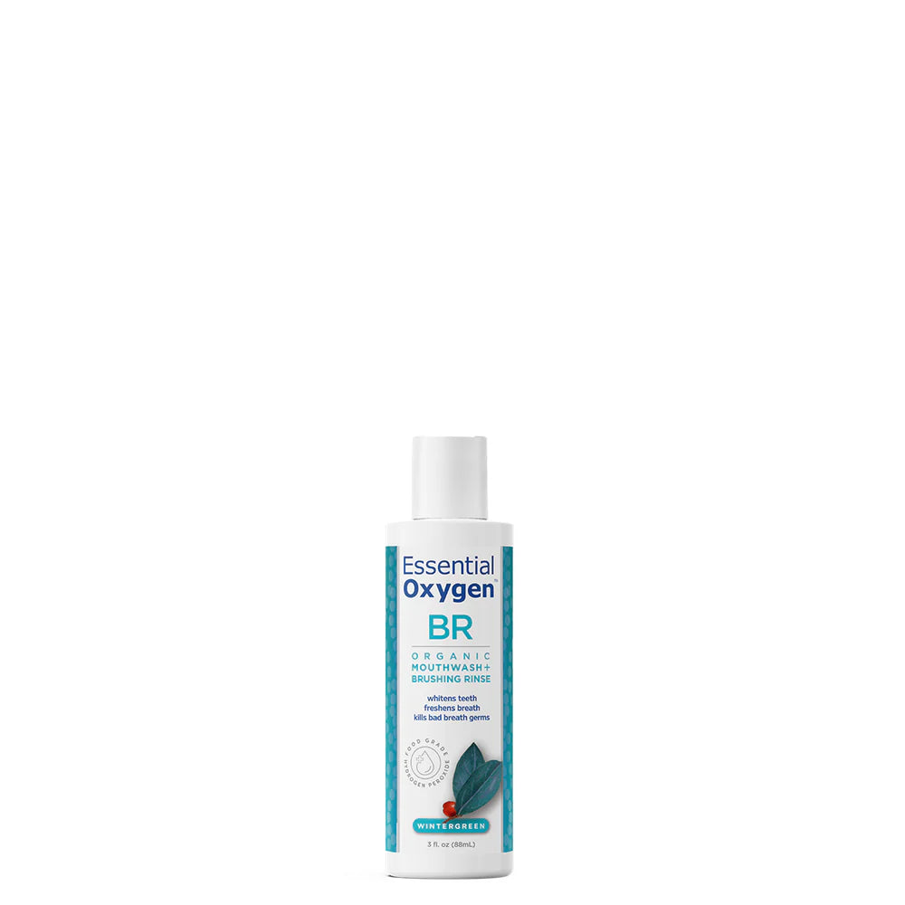 Essential Oxygen BR Organic Brushing Rinse bottle, Wintergreen flavour, 88ml.