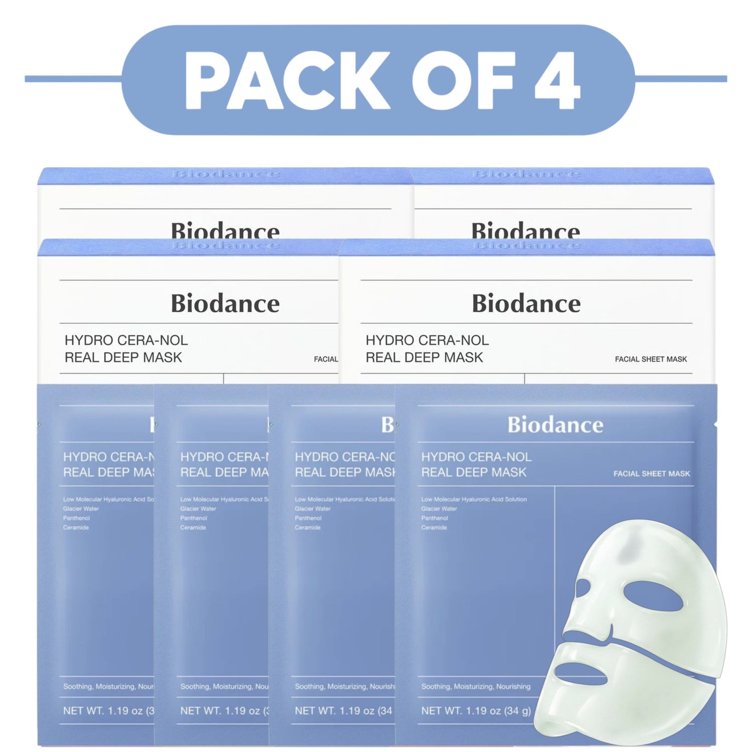 Biodance Hydro Cera-Nol Hydrogel Face Mask 4 Sheets Pack of 4